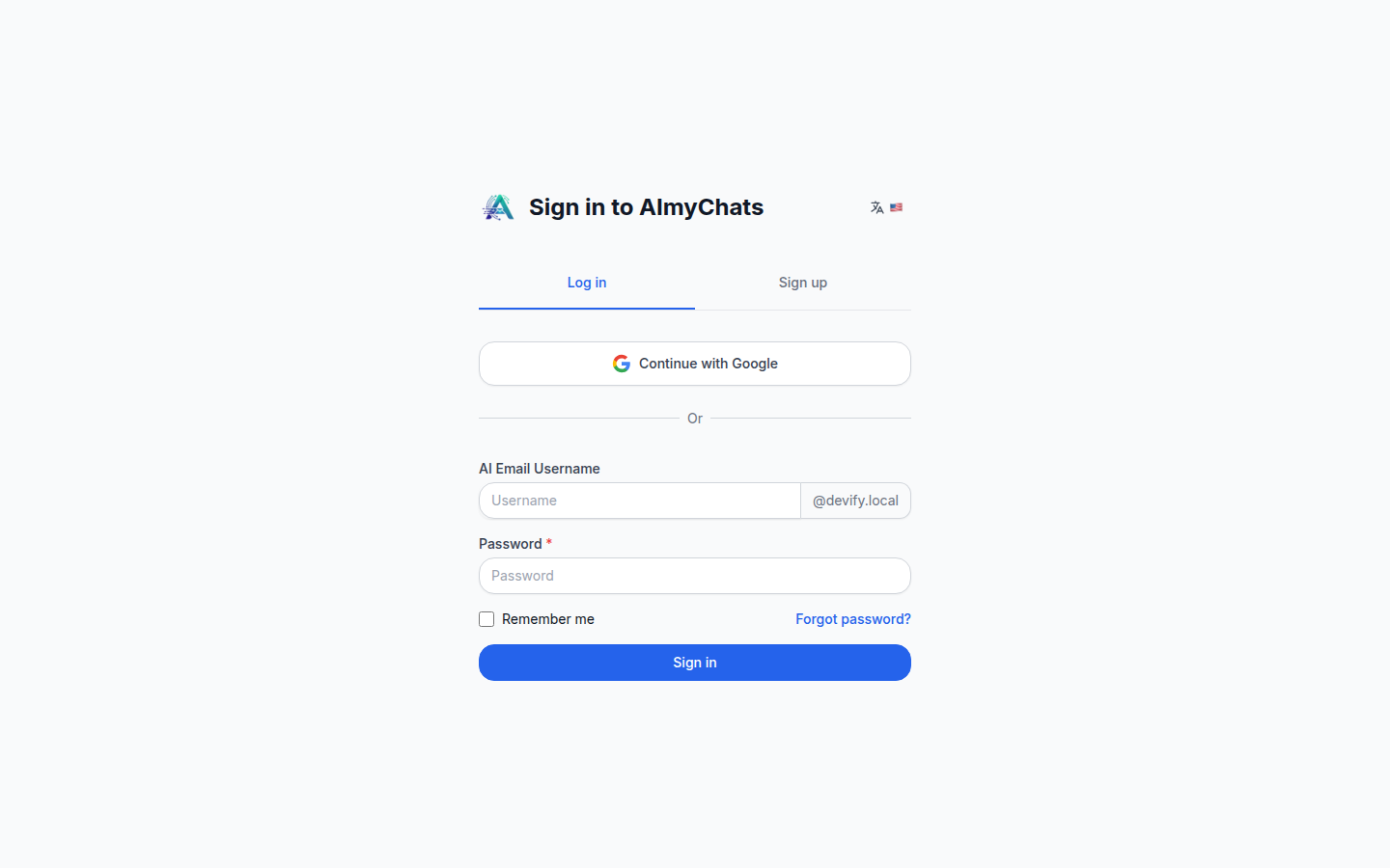 Sign-in screen