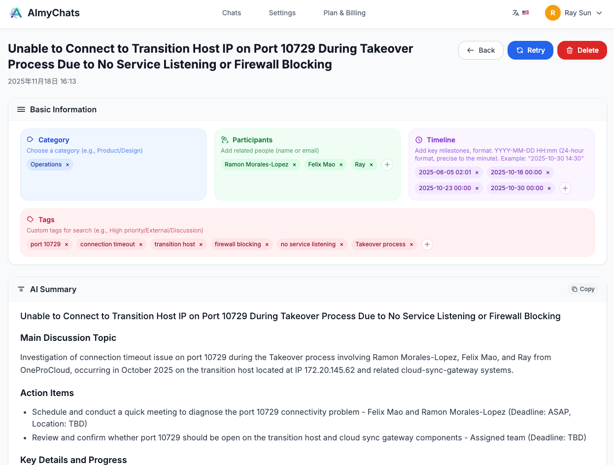 AImyChats product screenshot - Detailed view