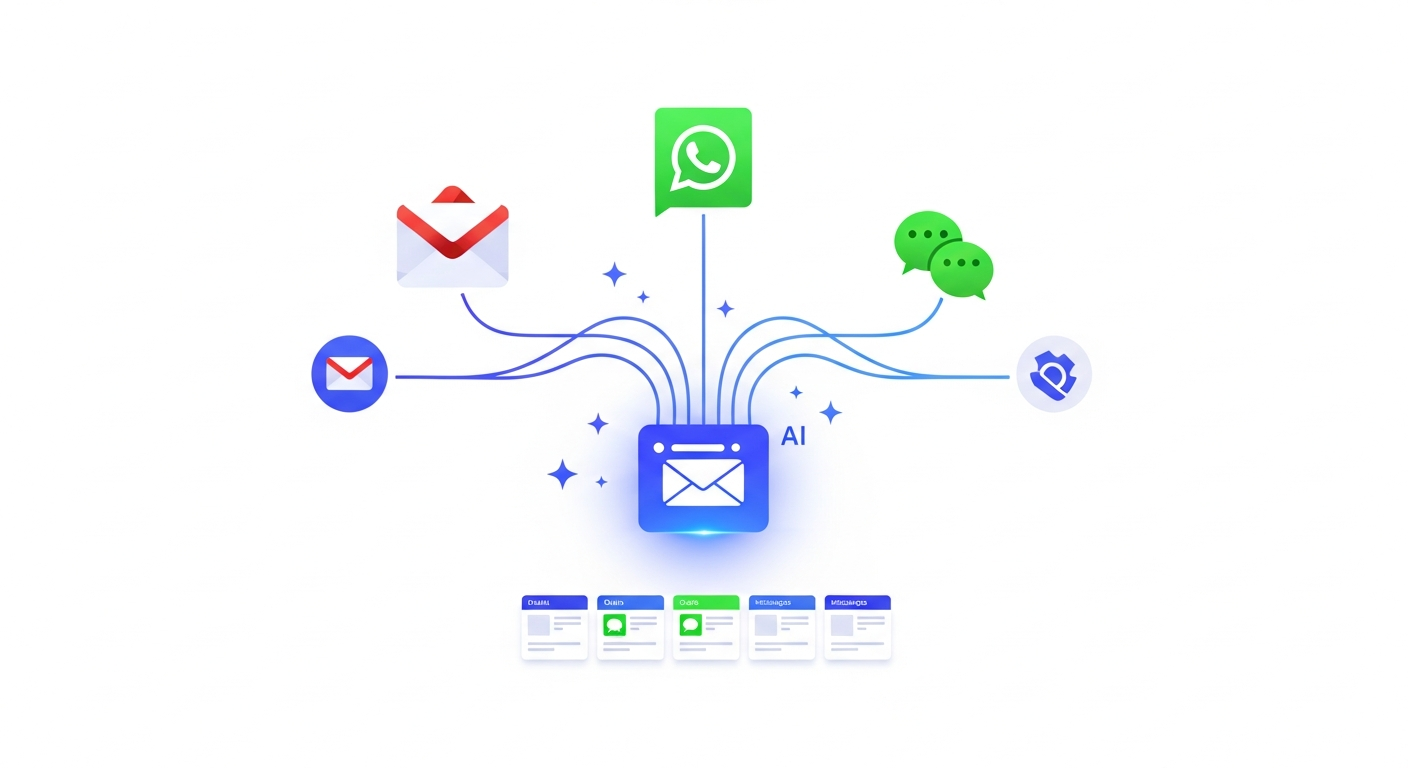 Email, WhatsApp, WeChat — all flowing into one AI inbox